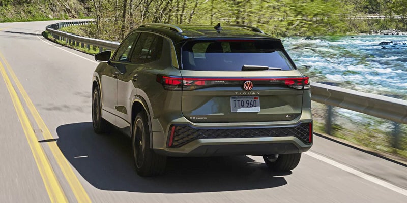 Rear driving view of Tiguan SUV