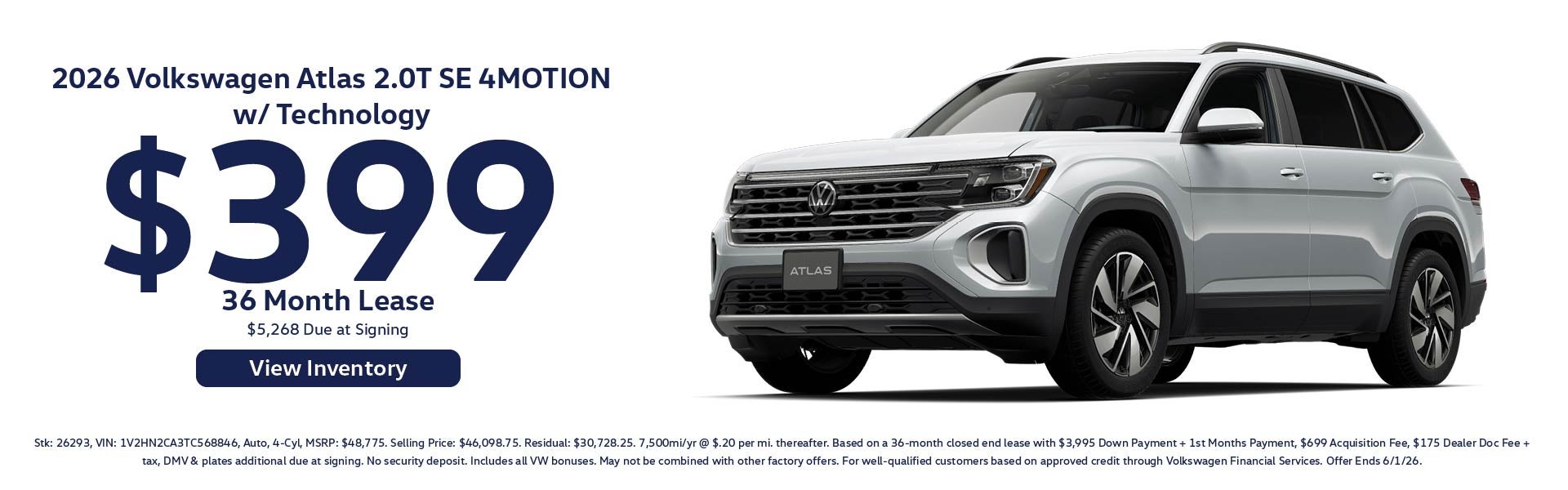 2026 Volkswagen Atlas 2.0T SE 4MOTION w/ Technology