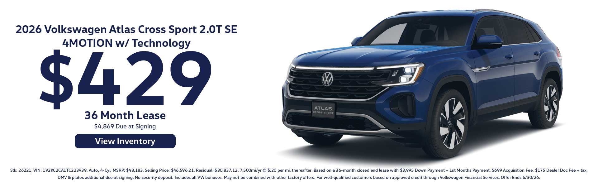 2026 Volkswagen Atlas Cross Sport 2.0T SE 4MOTION w/ Tech