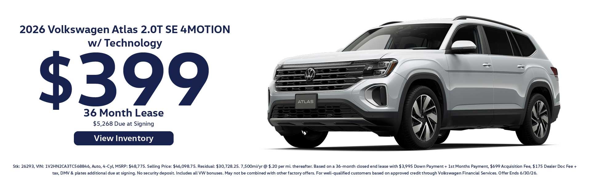 2026 Volkswagen Atlas 2.0T SE 4MOTION w/ Technology